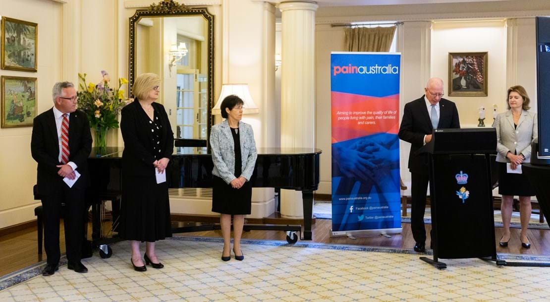 David Smith MP, Member for Bean, Senator Wendy Askew, Mrs Hurley, the Governor General, His Excellency General the Honourable David Hurley AC DSC (Retd) and Painaustralia CEO, Carol Bennett