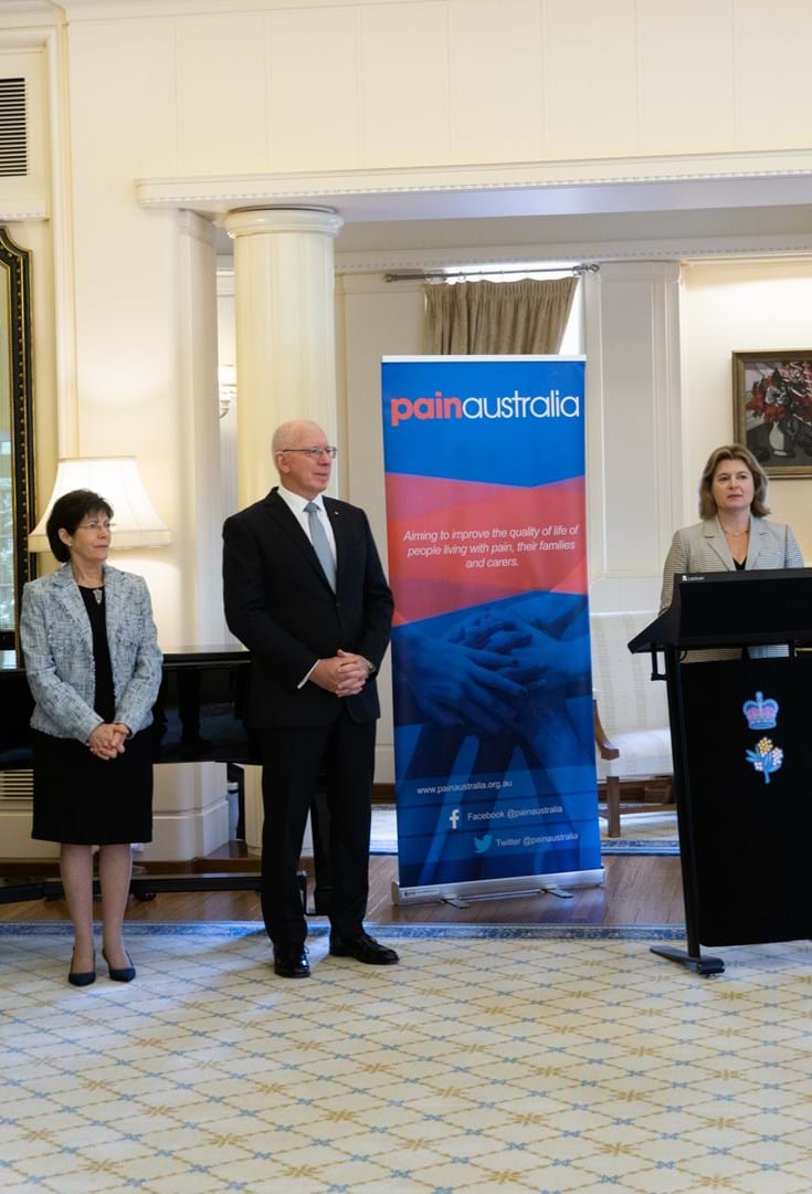 Mrs Hurley, the Governor General, His Excellency General the Honourable David Hurley AC DSC (Retd) and Painaustralia CEO, CEO Carol Bennett.