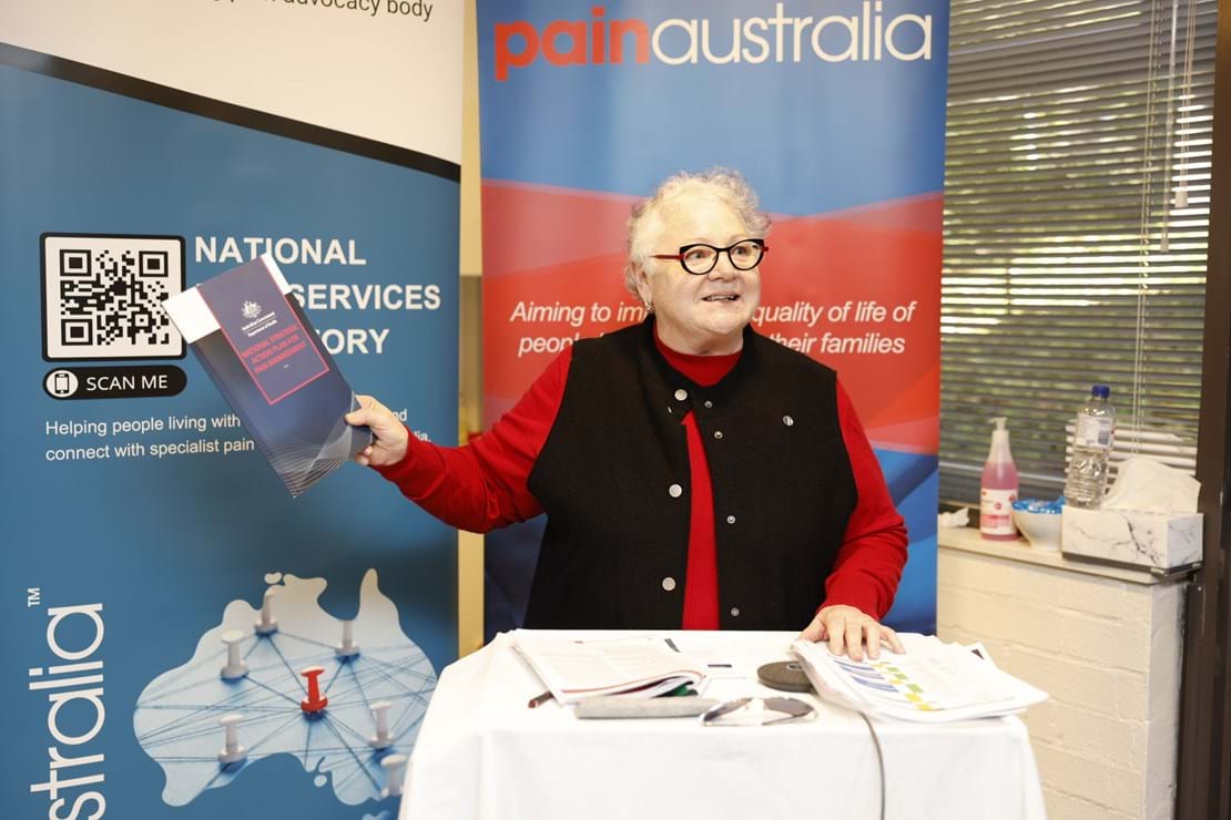 Painaustralia Board Director and Consumer Advisory Group Chair, Sister Mary-Lynne Cochrane speaks at the Parliamentary Friends of Pain Management Event and launch of National Pain Services Directory