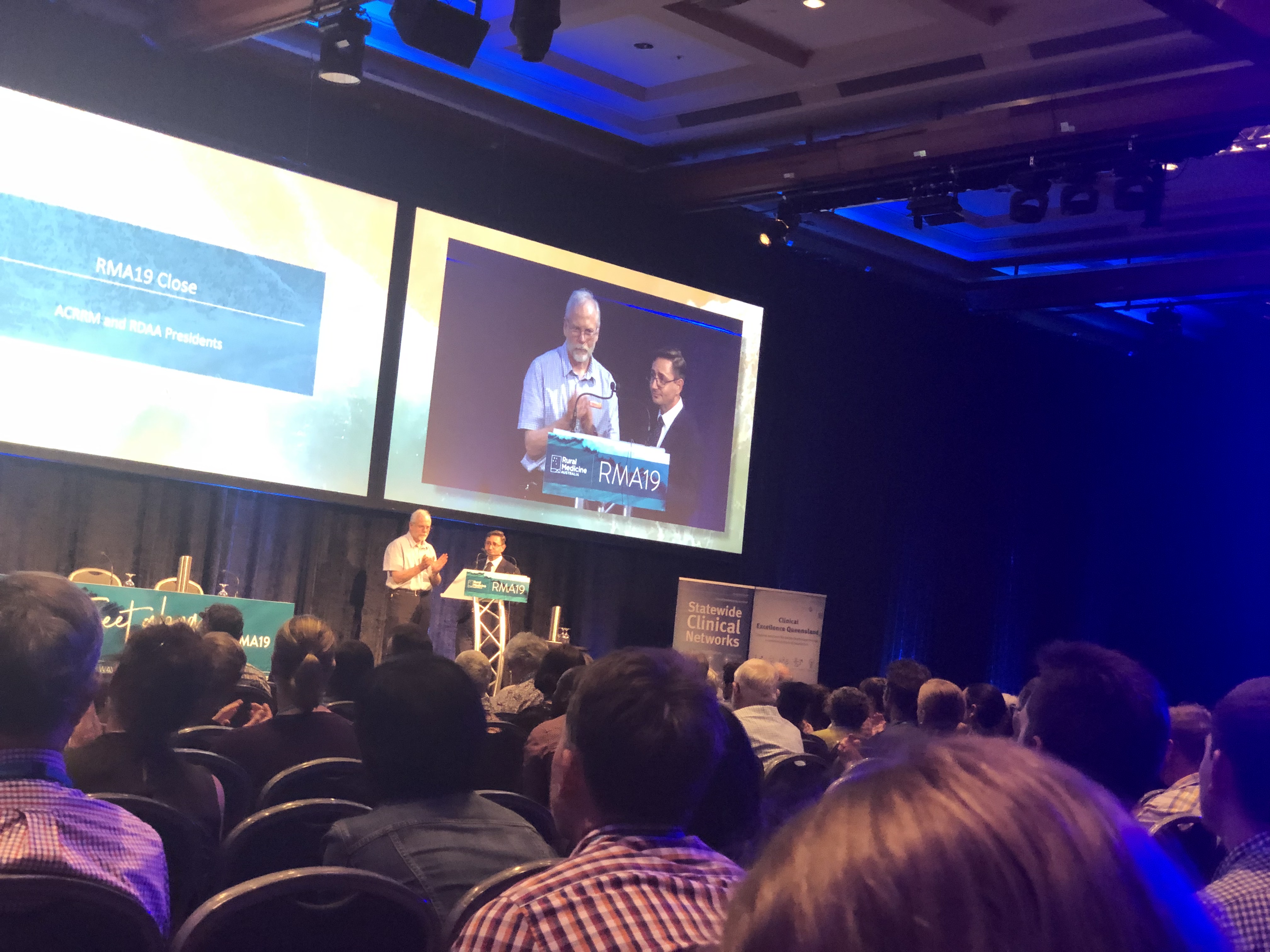 Leaders of the Rural Doctor's Association (Adam Coltzau) and Australian College for Rural and Remote Medicine (Ewan McPhee)close the Rural Medicine Conference 2019